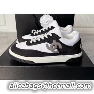 Discount Chanel Fabric Sneakers White/Black 081261