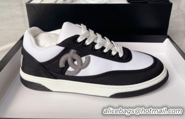 Discount Chanel Fabric Sneakers White/Black 081261