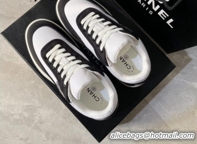 Discount Chanel Fabric Sneakers White/Black 081261