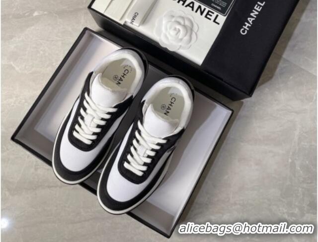 Discount Chanel Fabric Sneakers White/Black 081261