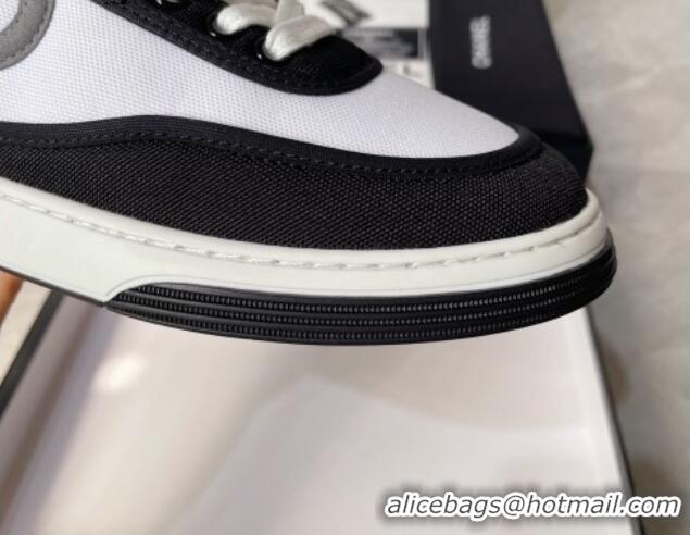 Discount Chanel Fabric Sneakers White/Black 081261