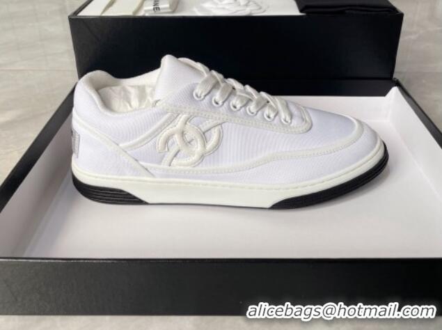 Best Grade Chanel Fabric Sneakers 081261 Optic White