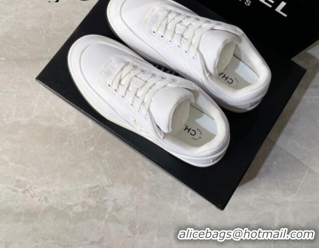 Best Grade Chanel Fabric Sneakers 081261 Optic White