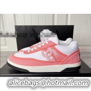 Duplicate Chanel Fabric Sneakers White/Pink 081263