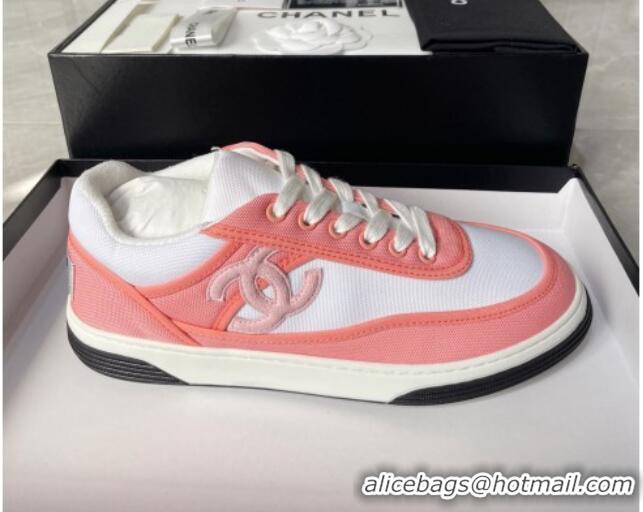 Duplicate Chanel Fabric Sneakers White/Pink 081263