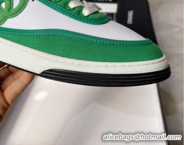 Discount Chanel Fabric Sneakers White/Green 081264