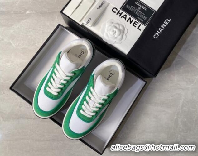 Discount Chanel Fabric Sneakers White/Green 081264