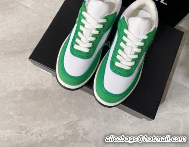 Discount Chanel Fabric Sneakers White/Green 081264