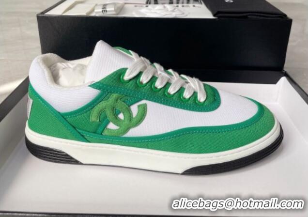 Discount Chanel Fabric Sneakers White/Green 081264