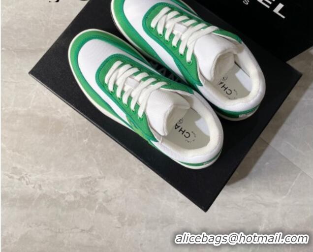 Discount Chanel Fabric Sneakers White/Green 081264