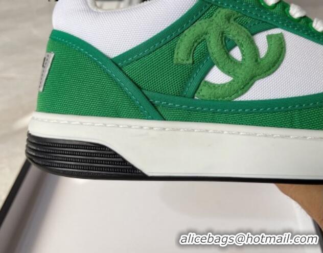 Discount Chanel Fabric Sneakers White/Green 081264