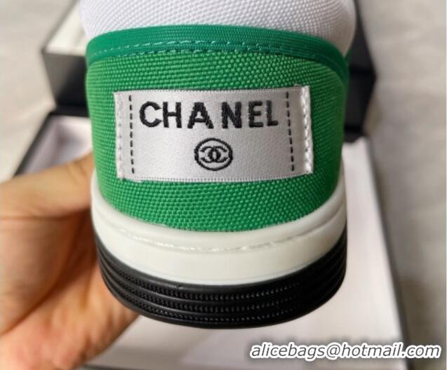 Discount Chanel Fabric Sneakers White/Green 081264