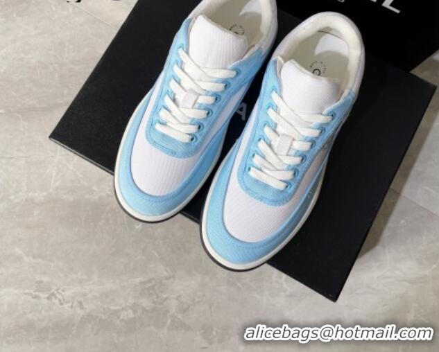 Best Product Chanel Fabric Sneakers White/Light Blue 081261