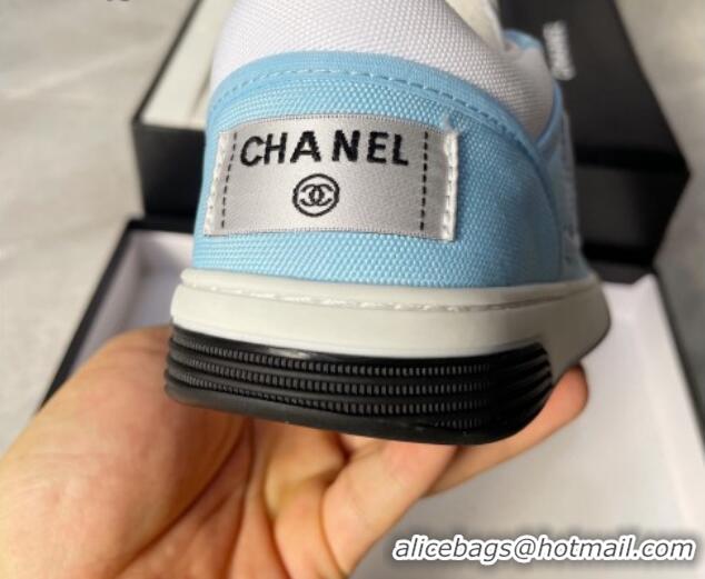 Best Product Chanel Fabric Sneakers White/Light Blue 081261