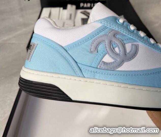 Best Product Chanel Fabric Sneakers White/Light Blue 081261