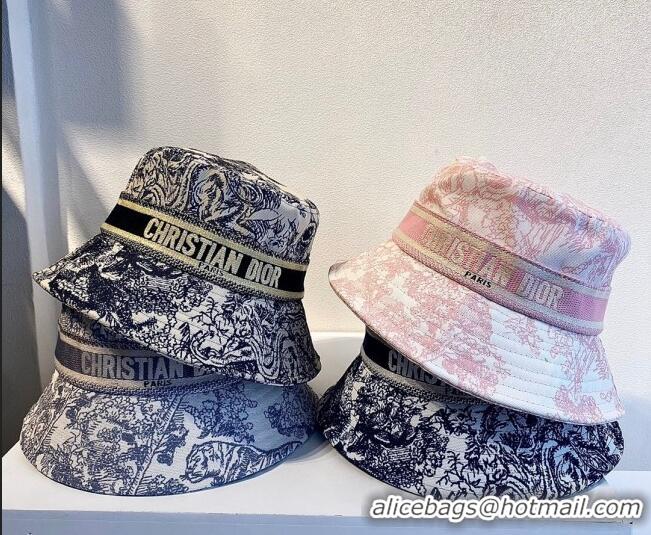 Promotional Dior Bucket Hat in Toile de Jouy Reverse Embroidered Cotton CD1904 Pink 2021