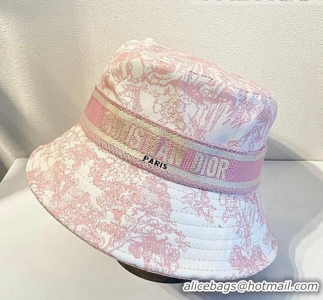 Promotional Dior Bucket Hat in Toile de Jouy Reverse Embroidered Cotton CD1904 Pink 2021