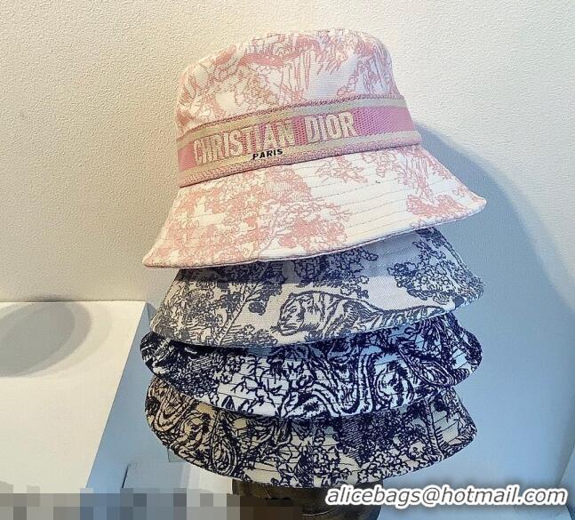 Promotional Dior Bucket Hat in Toile de Jouy Reverse Embroidered Cotton CD1904 Pink 2021