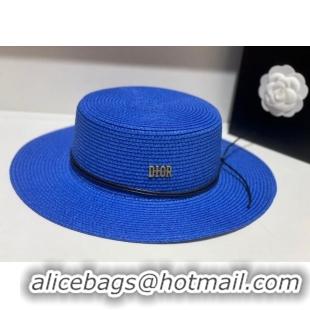 Shop Discount Dior Straw Wide Brim Hat DH31403 Blue 2022