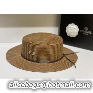 Luxurious Dior Straw Wide Brim Hat DH31405 Coffee 2022