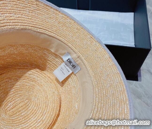 Cheapest Dior Straw Wide Brim Hat 040151 Beige/Blue 2022