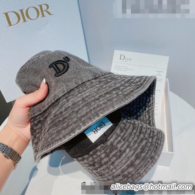 Good Quality Dior Denim Bucket Hat 040159 Dark Grey 2022