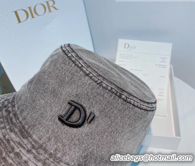 Good Quality Dior Denim Bucket Hat 040159 Dark Grey 2022