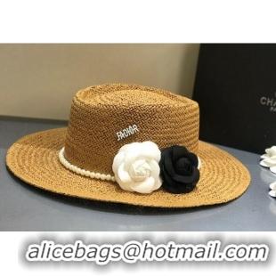 Good Product Dior Straw Wide Brim Hat 040171 Khaki 2022