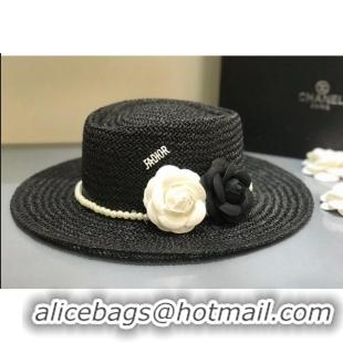 Discount Dior Straw Wide Brim Hat 040174 Black 2022