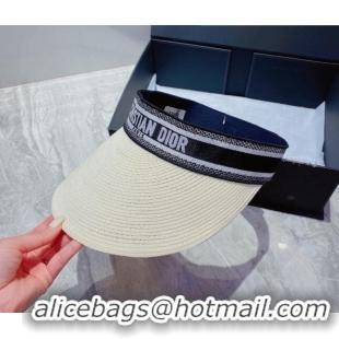 Best Product Dior Straw Visor Hat 053123 White/Black 2022