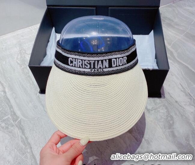 Best Product Dior Straw Visor Hat 053123 White/Black 2022