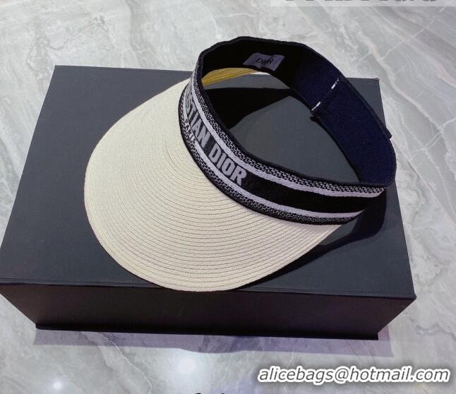 Best Product Dior Straw Visor Hat 053123 White/Black 2022