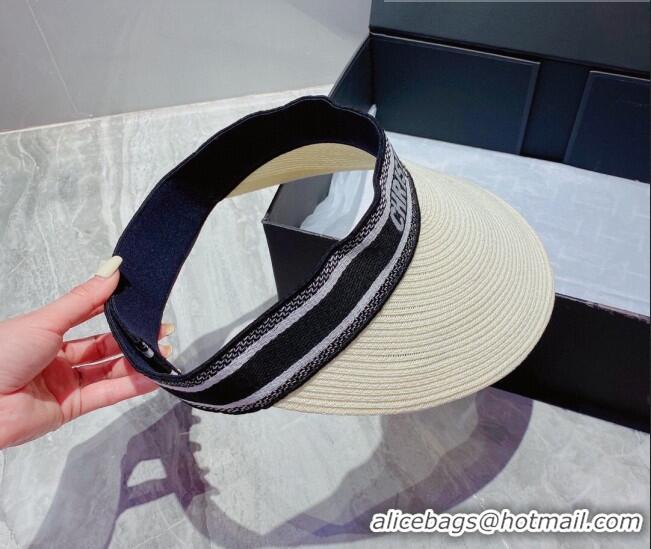 Best Product Dior Straw Visor Hat 053123 White/Black 2022