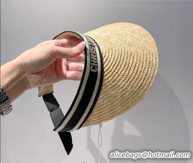 Top Sale Dior Straw Visor Hat 053125 Beige/Black 2022