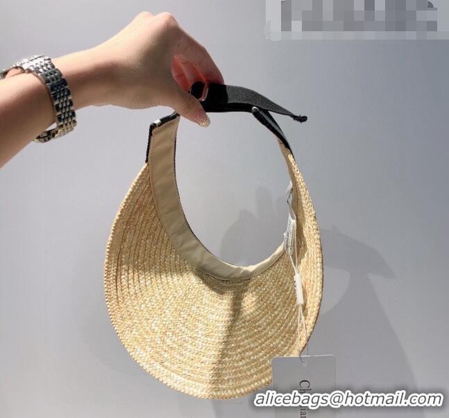 Top Sale Dior Straw Visor Hat 053125 Beige/Black 2022