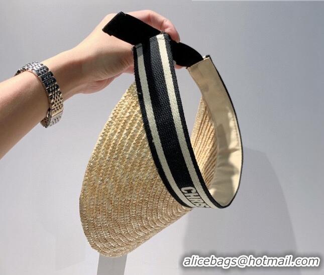 Top Sale Dior Straw Visor Hat 053125 Beige/Black 2022