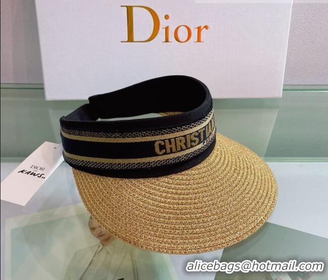 Unique Style Dior Straw Visor Hat 053127 Khaki/Black 2022