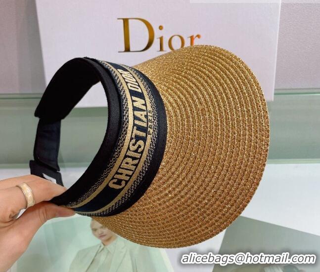 Unique Style Dior Straw Visor Hat 053127 Khaki/Black 2022