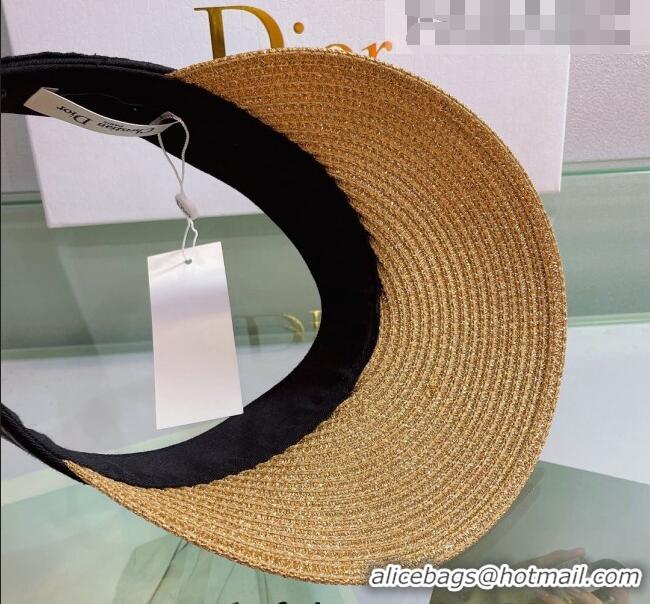 Unique Style Dior Straw Visor Hat 053127 Khaki/Black 2022