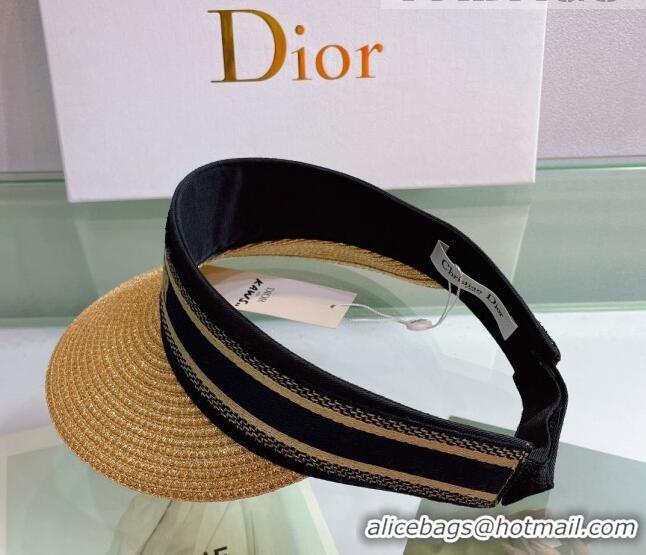 Unique Style Dior Straw Visor Hat 053127 Khaki/Black 2022