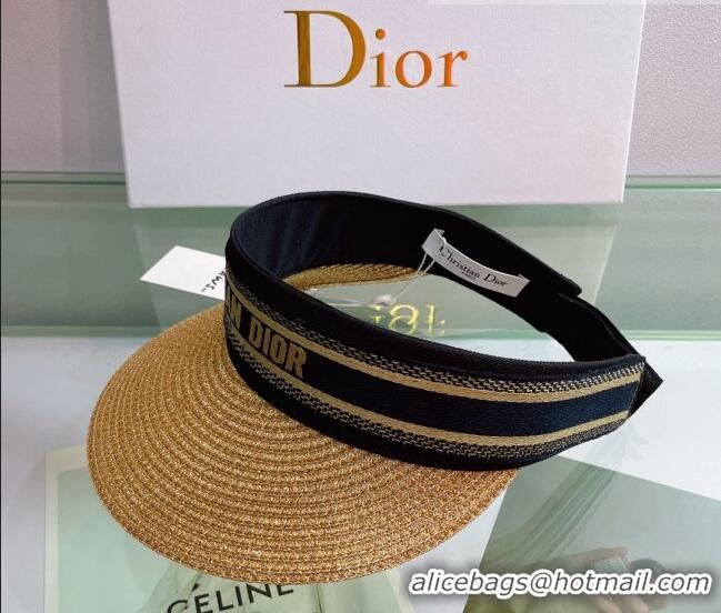 Unique Style Dior Straw Visor Hat 053127 Khaki/Black 2022