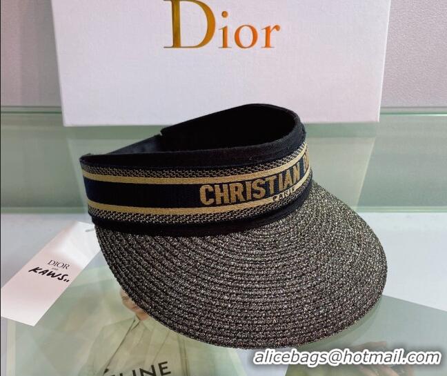 Top Quality Dior Straw Visor Hat 053128 Black/Blue 2022