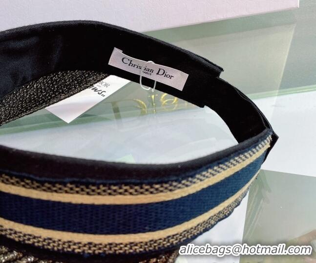 Top Quality Dior Straw Visor Hat 053128 Black/Blue 2022