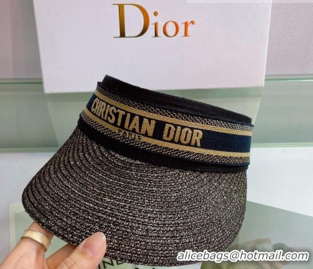 Top Quality Dior Straw Visor Hat 053128 Black/Blue 2022