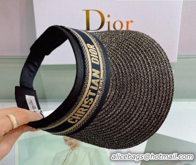 Top Quality Dior Straw Visor Hat 053128 Black/Blue 2022