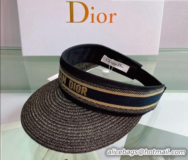 Top Quality Dior Straw Visor Hat 053128 Black/Blue 2022