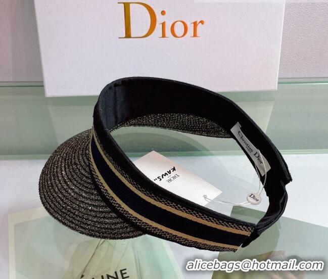 Top Quality Dior Straw Visor Hat 053128 Black/Blue 2022