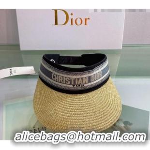 Promotional Dior Straw Visor Hat 053129 Gold/Grey 2022