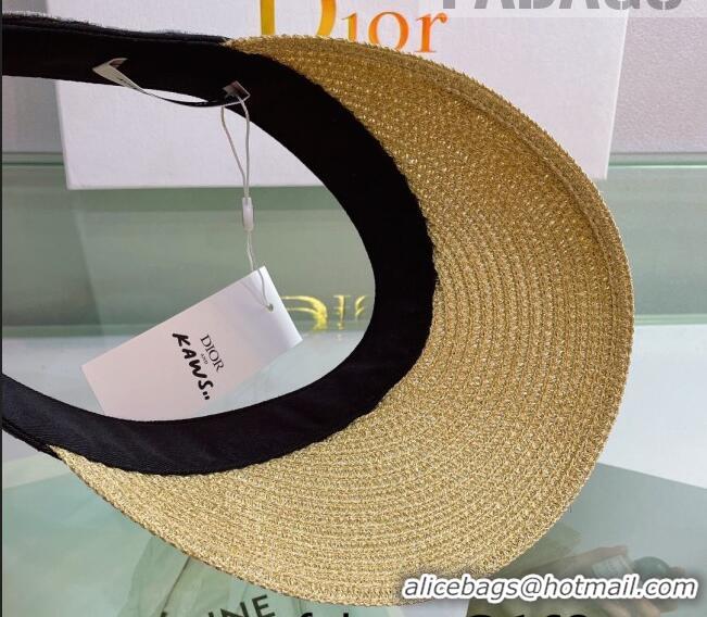 Promotional Dior Straw Visor Hat 053129 Gold/Grey 2022