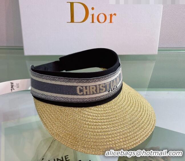 Promotional Dior Straw Visor Hat 053129 Gold/Grey 2022